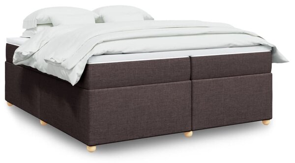 VidaXL Box spring postelja z vzmetnico temno rjav 200x200 cm blago