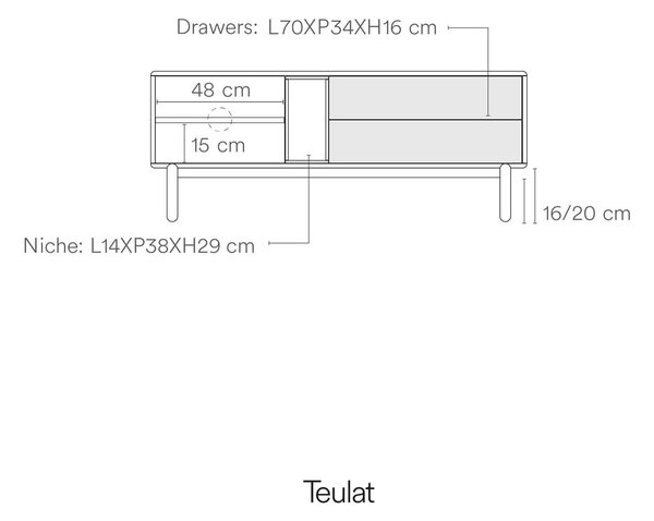Kremno bela TV omarica 140x56x40 cm Corvo – Teulat
