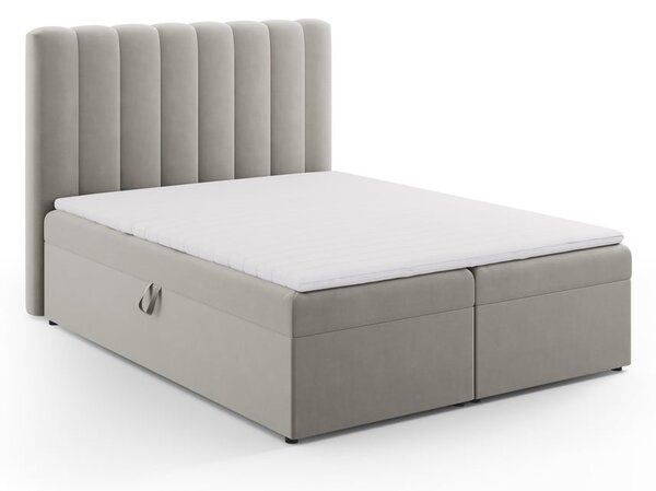 Siva boxspring postelja s prostorom za shranjevanje 160x200 cm Gina – Milo Casa