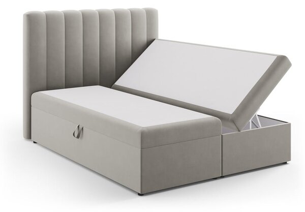 Siva boxspring postelja s prostorom za shranjevanje 160x200 cm Gina – Milo Casa