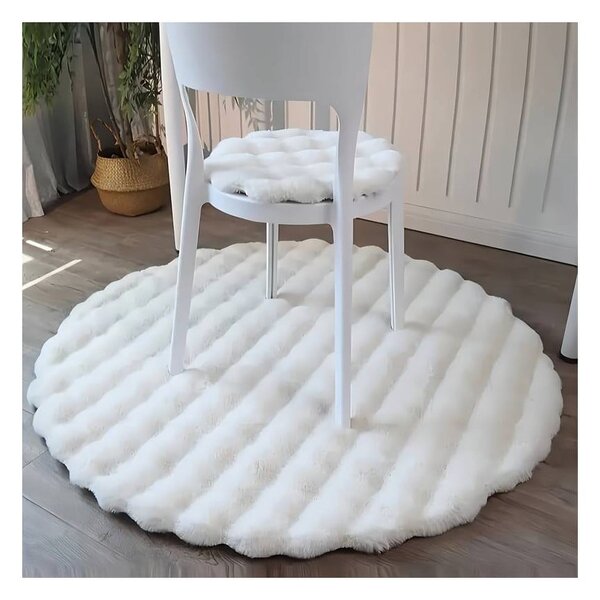 Bela pralna okrogla preproga ø 80 cm Bubble White – Mila Home