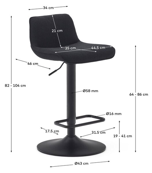 Črni barski stoli v kompletu 2 ks 103 cm Zenda – Kave Home