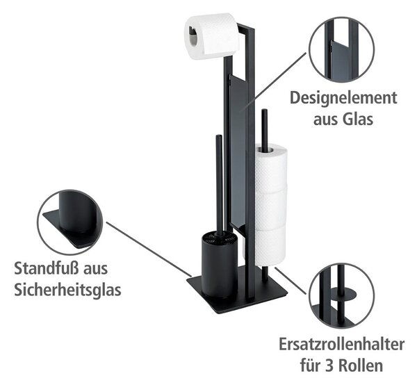Mat črno jekleno stojalo za WC papir Rivalta – Wenko