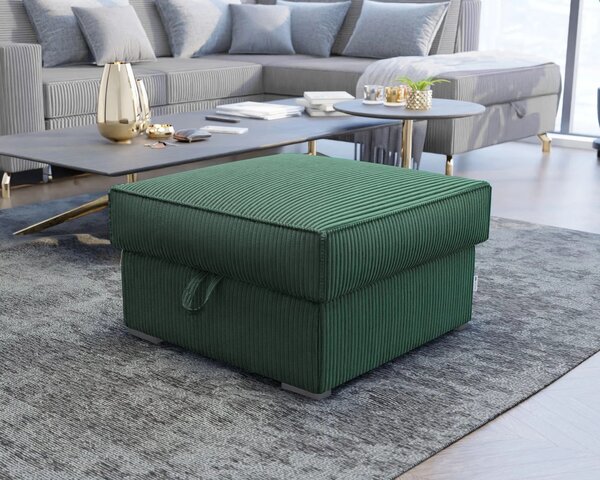Temno zelena tabureta SMART COSARO s shranjevalnim prostorom 65x65 cm
