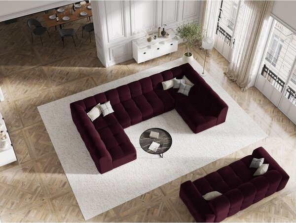 Bordo rdeč žametni kavč 222 cm Kendal - Micadoni Home