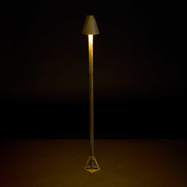 Moretti Luce LED-ulična svetilka Silva Disk, višina 80 cm, starinski medenina, IP65, Bronasta / starinska medenina, Medenina, Podeželska hiša / Rustikalna