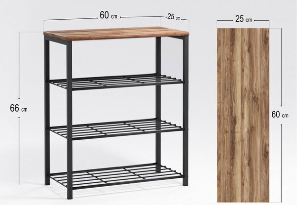 Črna kovinska omarica za čevlje Layk – Kalune Design