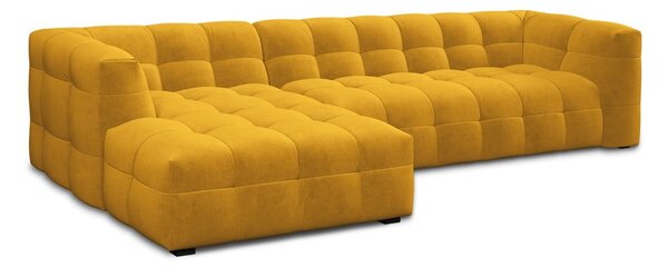 Rumena žametna kotna sedežna garnitura Windsor & Co Sofas Vesta, levi kot