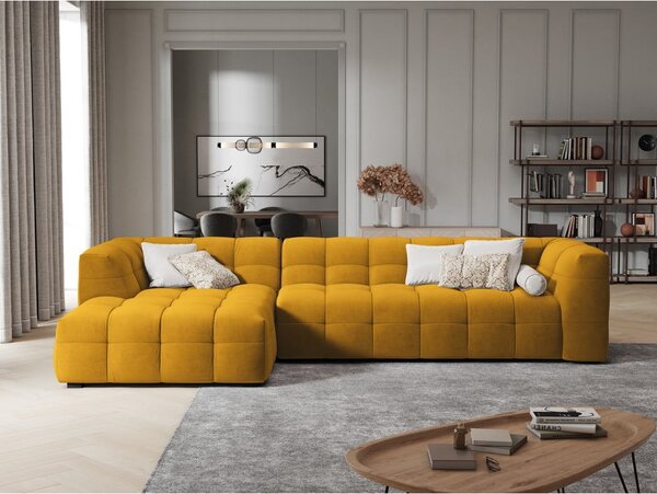 Rumena žametna kotna sedežna garnitura Windsor & Co Sofas Vesta, levi kot