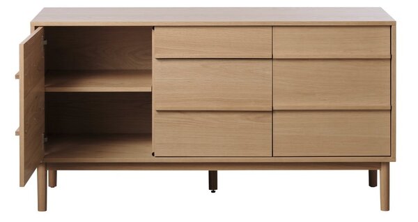 Nizka komoda v hrastovem dekorju 75x140 cm Ponza – Unique Furniture