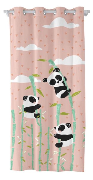 Rožnata bombažna zavesa Moshi Moshi Panda Garden baby, 140 x 265 cm