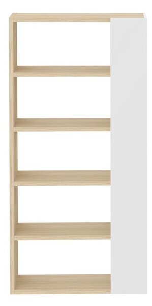 Bela knjižna omara s ploščo v dekorju hrasta 90x188 cm Ella - TemaHome