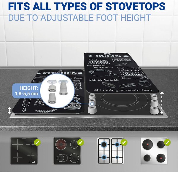 Zaščitne plošče za štedilnik iz kaljenega stekla 2 ks 52x30 cm Kitchen Rules – Maximex