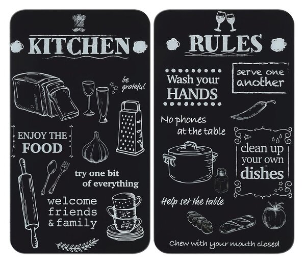 Zaščitne plošče za štedilnik iz kaljenega stekla 2 ks 52x30 cm Kitchen Rules – Maximex