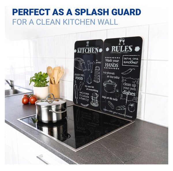 Zaščitne plošče za štedilnik iz kaljenega stekla 2 ks 52x30 cm Kitchen Rules – Maximex