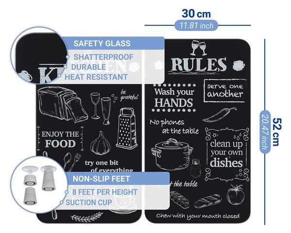 Zaščitne plošče za štedilnik iz kaljenega stekla 2 ks 52x30 cm Kitchen Rules – Maximex
