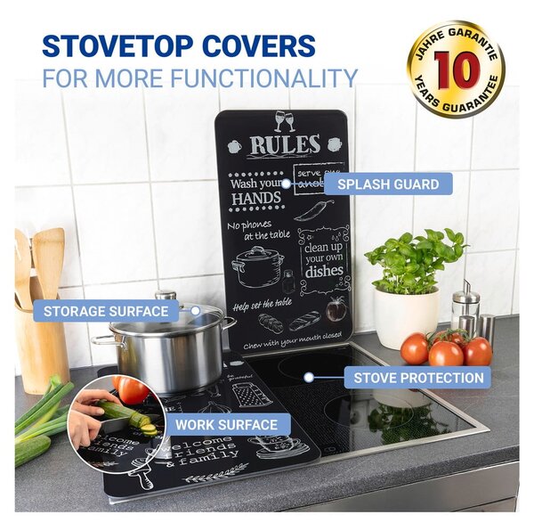 Zaščitne plošče za štedilnik iz kaljenega stekla 2 ks 52x30 cm Kitchen Rules – Maximex