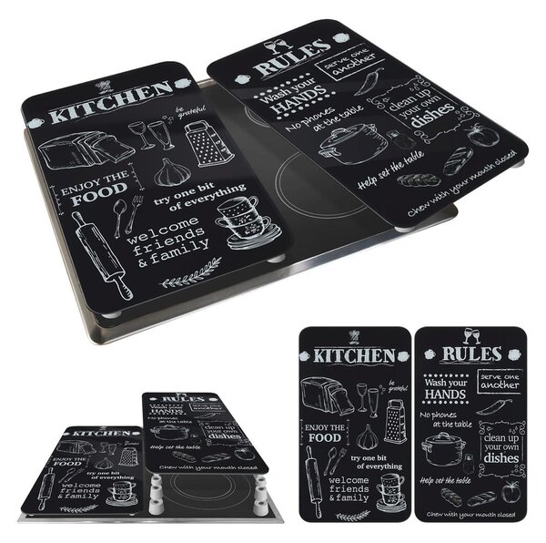 Zaščitne plošče za štedilnik iz kaljenega stekla 2 ks 52x30 cm Kitchen Rules – Maximex