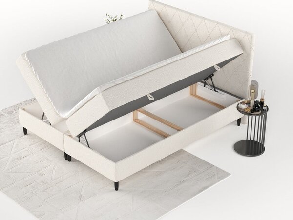 Kremno bela boxspring postelja s prostorom za shranjevanje 140x200 cm Gwen – Maison de Rêve