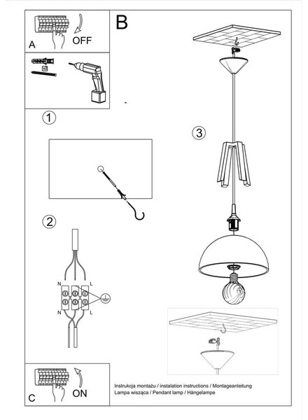 Črno-bež viseča svetilka Nice Lamps Olla