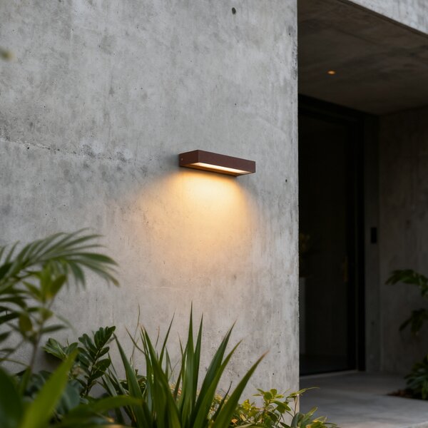 Moderna stenska svetilka rjave barve 22 cm vklj. LED IP65 - Hannah