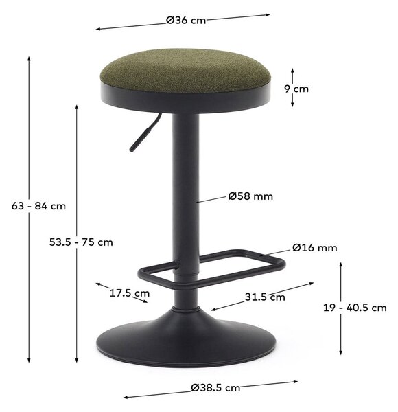 Temno zeleni barski stoli v kompletu 2 ks 58 cm Zaib – Kave Home