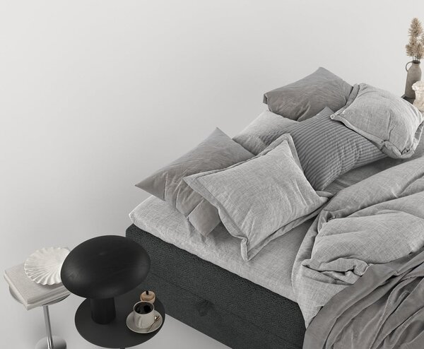 Temno siva boxspring postelja s prostorom za shranjevanje 140x200 cm Malte – Maison de Rêve