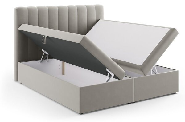 Siva boxspring postelja s prostorom za shranjevanje 180x200 cm Gina – Milo Casa