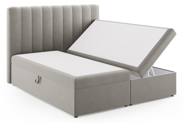 Siva boxspring postelja s prostorom za shranjevanje 180x200 cm Gina – Milo Casa