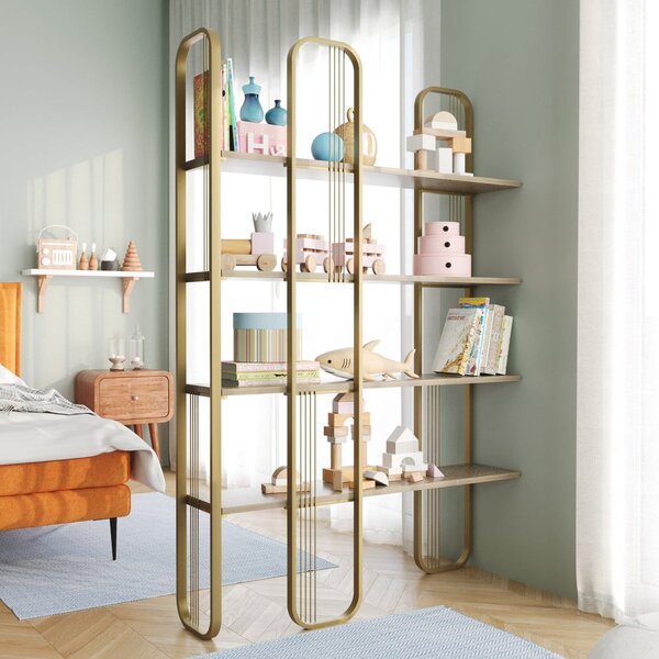 Regal v borovem dekorju v zlati barvi 125x180 cm Sierra – Kalune Design