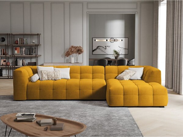 Rumena žametna kotna sedežna garnitura Windsor & Co Sofas Vesta, desni kot