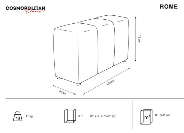 Roza žametno naslonjalo za modularni kavč Rome Velvet - Cosmopolitan Design