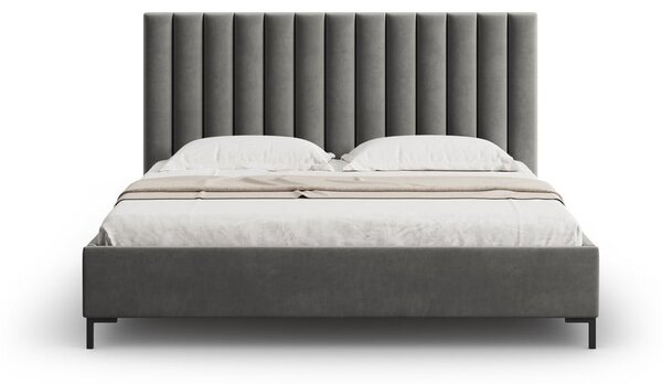 Siva oblazinjena zakonska postelja s prostorom za shranjevanje z letvenim dnom 160x200 cm Casey – Mazzini Beds