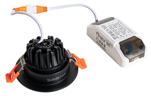 Vgradni reflektor črn 6,8 cm, vključno z LED 750 lm zatemnljiv IP23 - Gaius