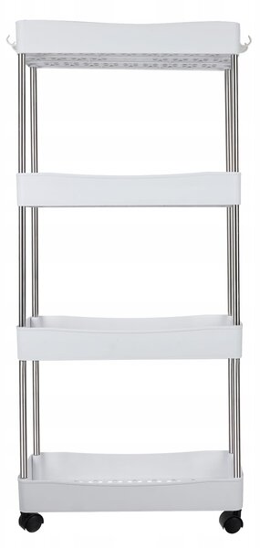 Mobilni kopalniški regal na kolesih 91cm 4 police inox bel