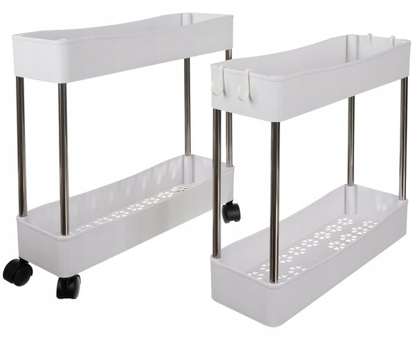 Mobilni kopalniški regal na kolesih 91cm 4 police inox bel