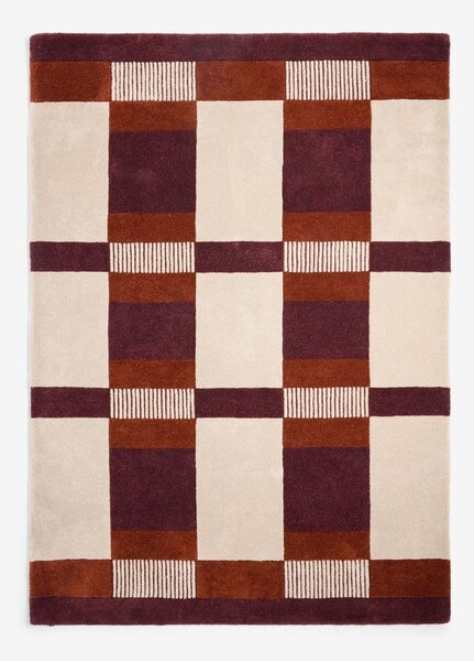 Bordo rdeča/kremno bela ročno tkana preproga iz recikliranih vlaken 120x170 cm Franka – MADE