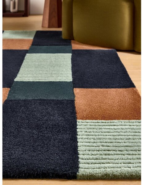 Temno modra ročno tkana preproga iz recikliranih vlaken 120x170 cm Franka – MADE
