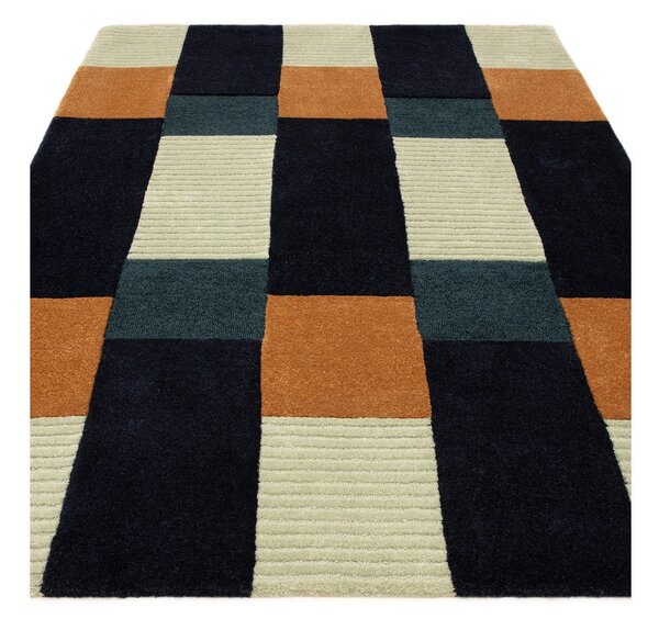 Temno modra ročno tkana preproga iz recikliranih vlaken 120x170 cm Franka – MADE