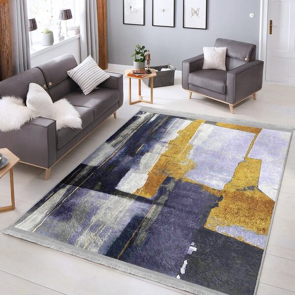 Rumena/temno modra pralna preproga 80x150 cm Unique – Mila Home