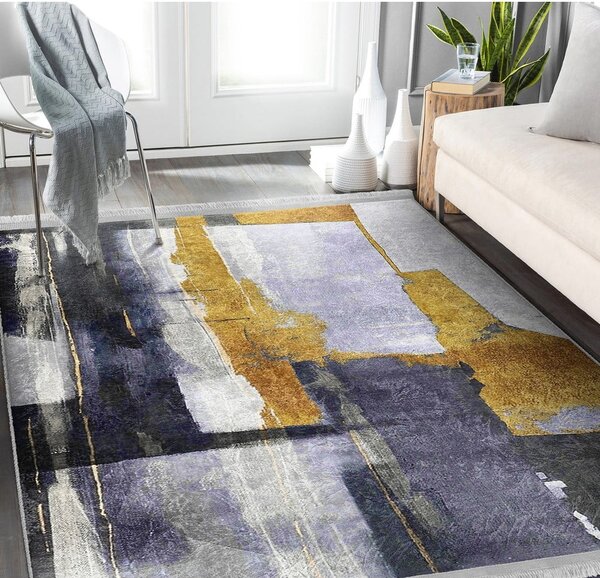 Rumena/temno modra pralna preproga 80x150 cm Unique – Mila Home