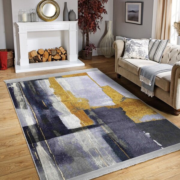 Rumena/temno modra pralna preproga 80x150 cm Unique – Mila Home