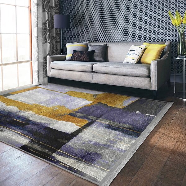 Rumena/temno modra pralna preproga 80x150 cm Unique – Mila Home