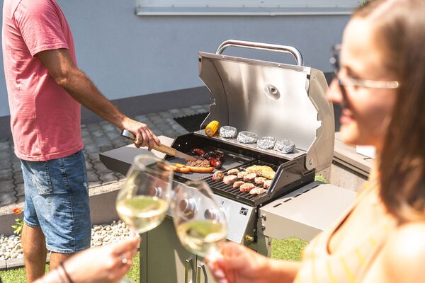 Plinski žar OKLAHOMA BBQ, 3 gorilniki, z redukcijskim ventilom, srebrna Penta CZ