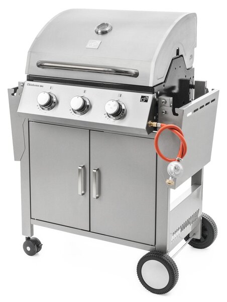 Plinski žar OKLAHOMA BBQ, 3 gorilniki, z redukcijskim ventilom, srebrna Penta CZ