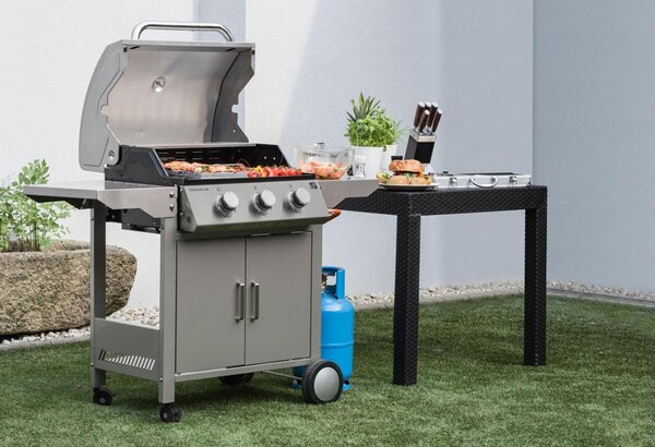 Plinski žar OKLAHOMA BBQ, 3 gorilniki, z redukcijskim ventilom, srebrna Penta CZ