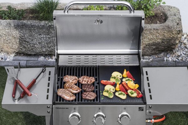 Plinski žar OKLAHOMA BBQ, 3 gorilniki, z redukcijskim ventilom, srebrna Penta CZ