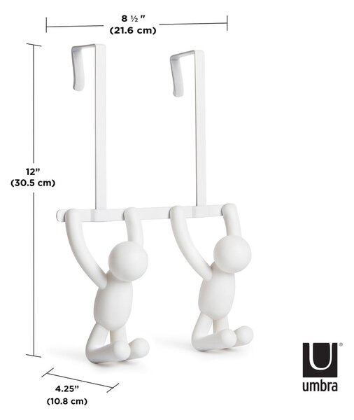 Bel plastični obešalnik za vrata 22 cm Buddy - Umbra