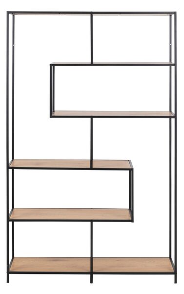 Črn regal v hrastovem dekorju 114x185 cm Seaford – Actona