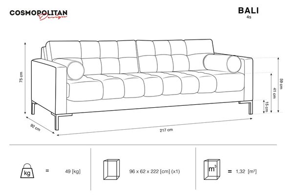 Bela/bež sedežna garnitura 217 cm Bali – Cosmopolitan Design